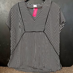 Black and White Striped Swim Suit Cover-up